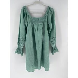 Mille Gabriette Dress Pistachio Eyelet Smocked‎ Mini Dress Size Small